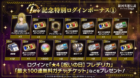 1周年記念特別ログインボーナス①