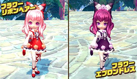 フラワーエプロンドレス/フラワーリボンヘアー