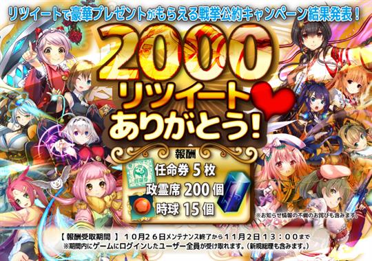 2,000リツイート達成